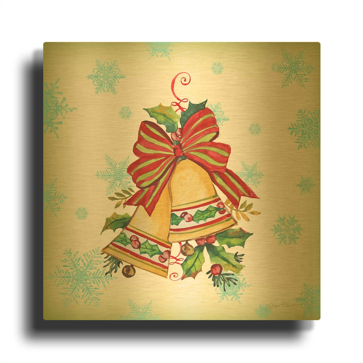 'Holiday Celebration D' By Jean Plout Gold Metal Wall Art