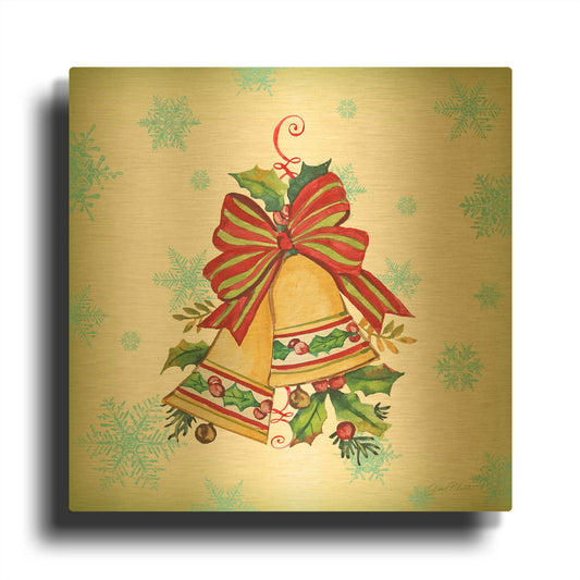 'Holiday Celebration D' By Jean Plout Gold Metal Wall Art