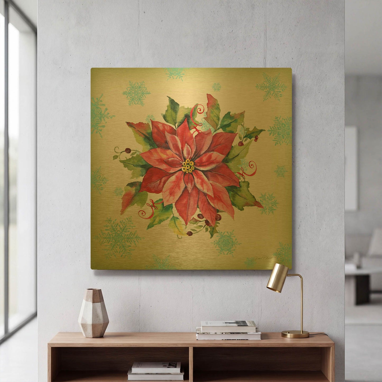 'Holiday Celebration E' By Jean Plout Gold Metal Wall Art