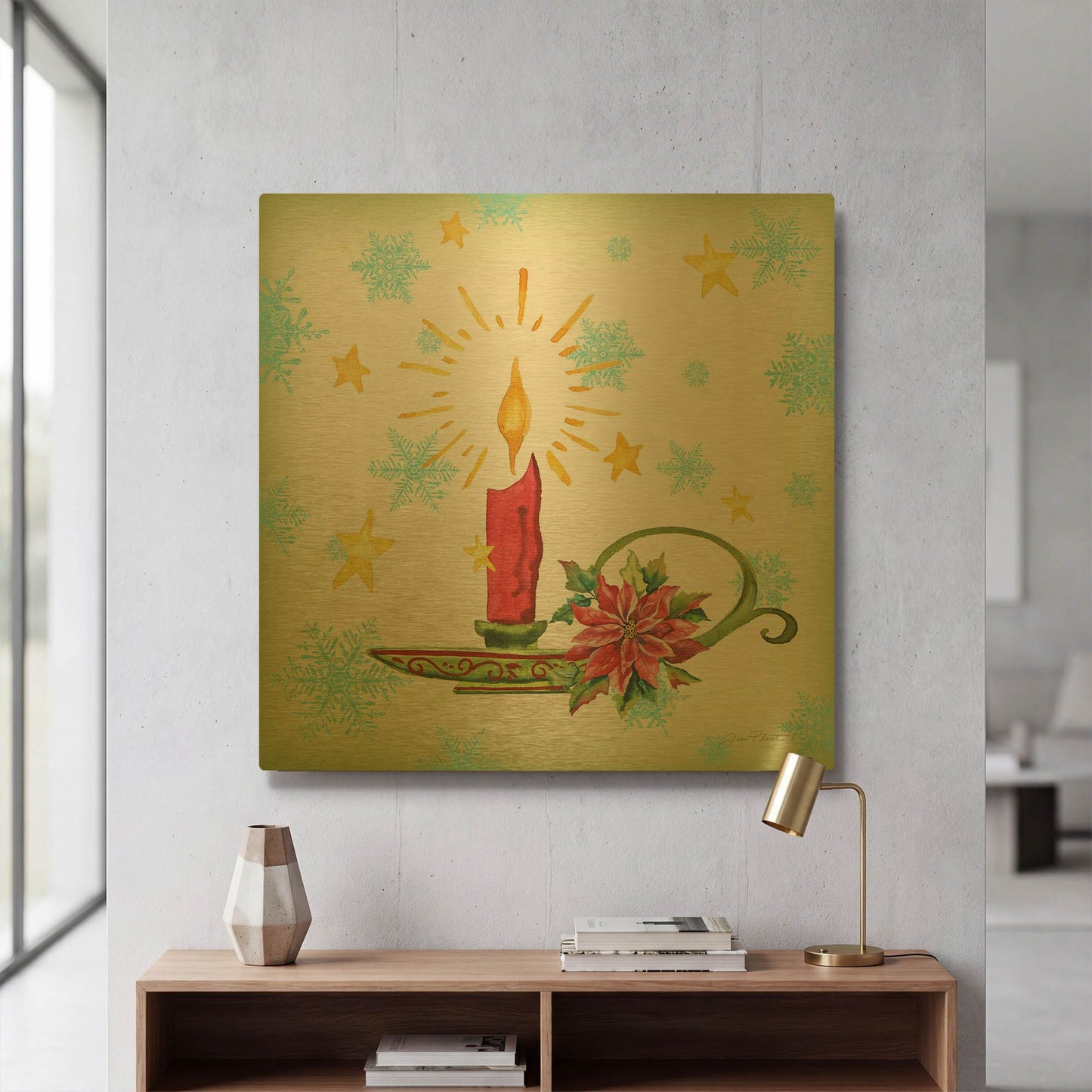 'Holiday Celebration F' By Jean Plout Gold Metal Wall Art