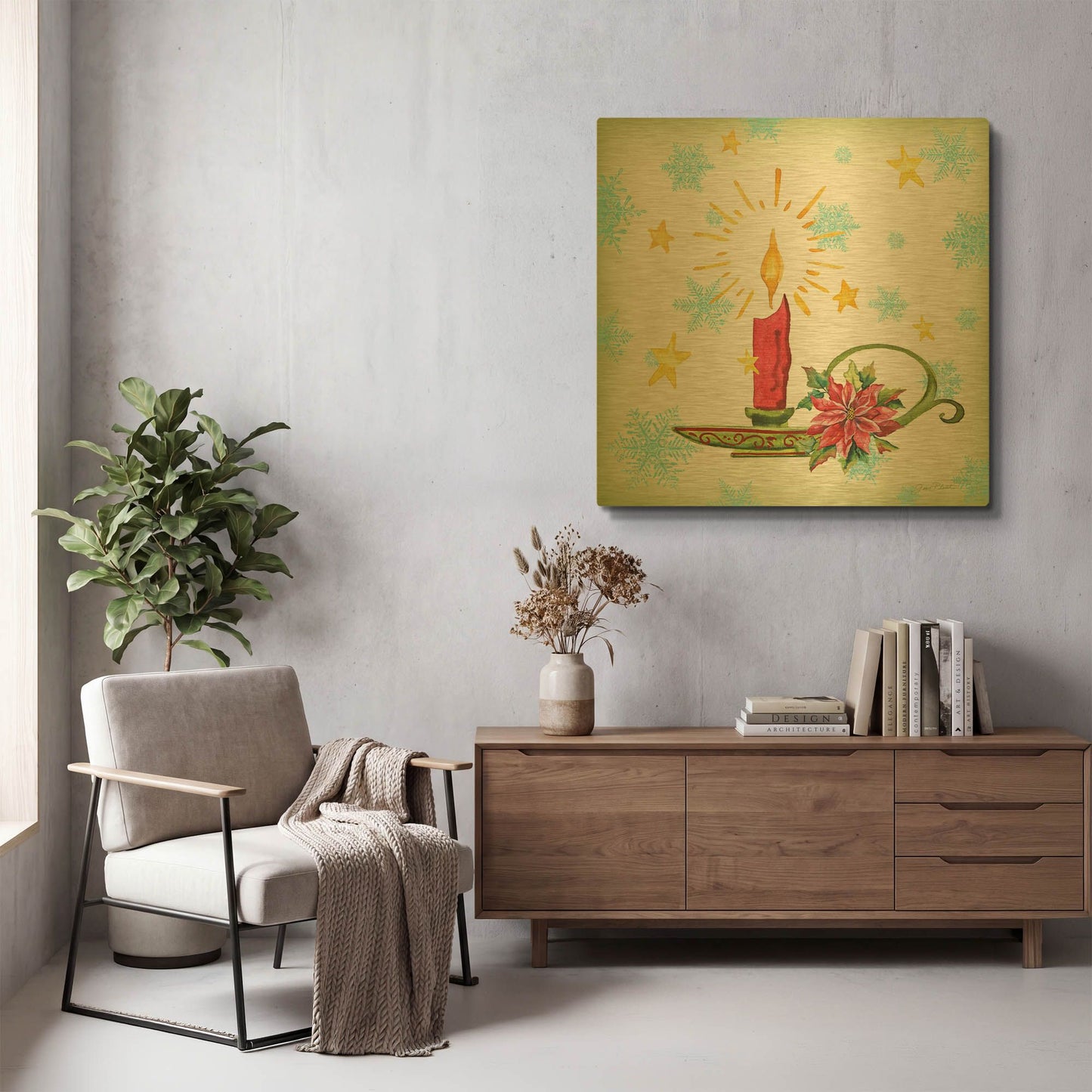 'Holiday Celebration F' By Jean Plout Gold Metal Wall Art