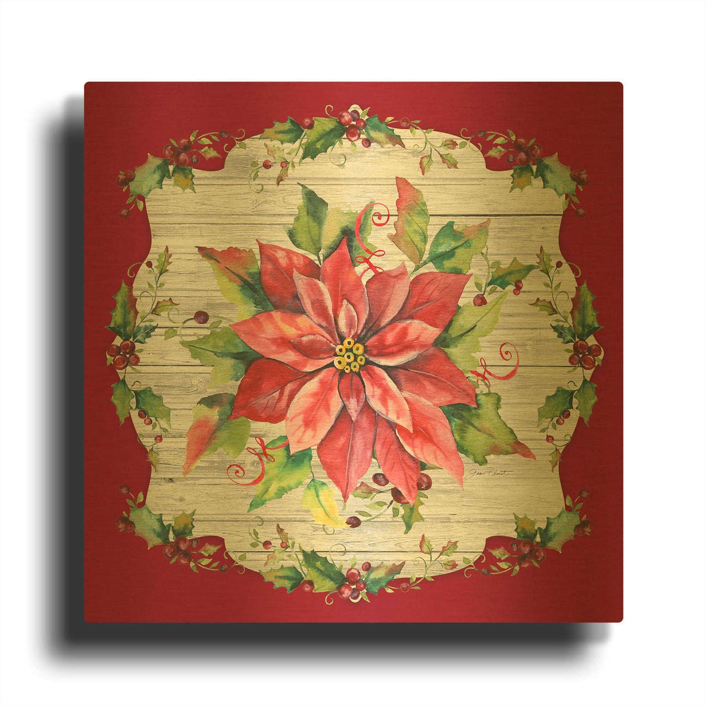 'Holiday Treasures A' By Jean Plout Gold Metal Wall Art