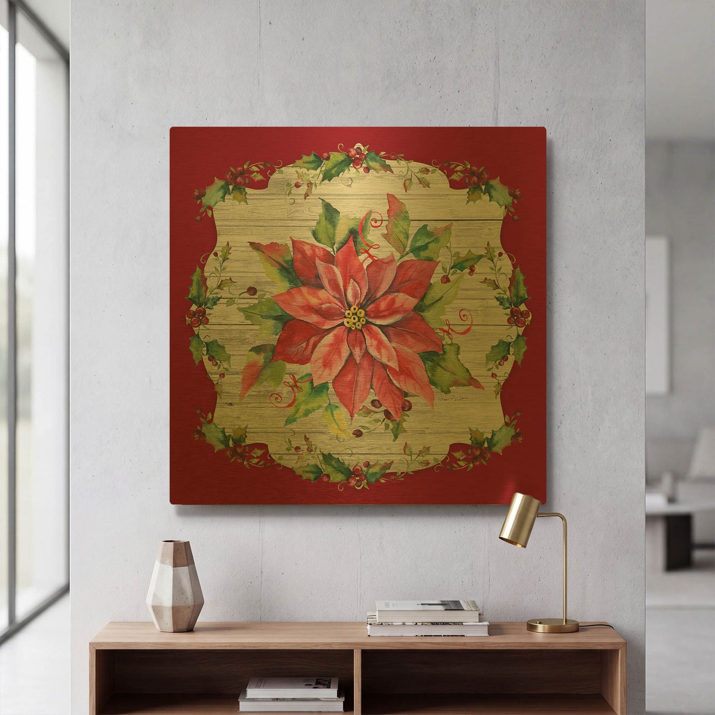 'Holiday Treasures A' By Jean Plout Gold Metal Wall Art