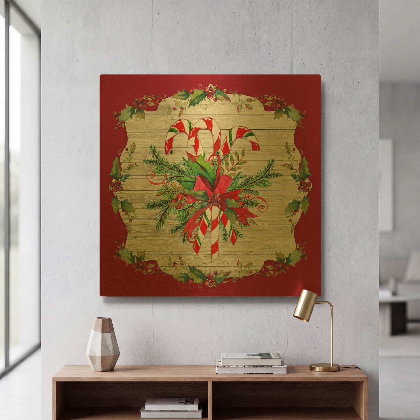 'Holiday Treasures B' By Jean Plout Gold Metal Wall Art