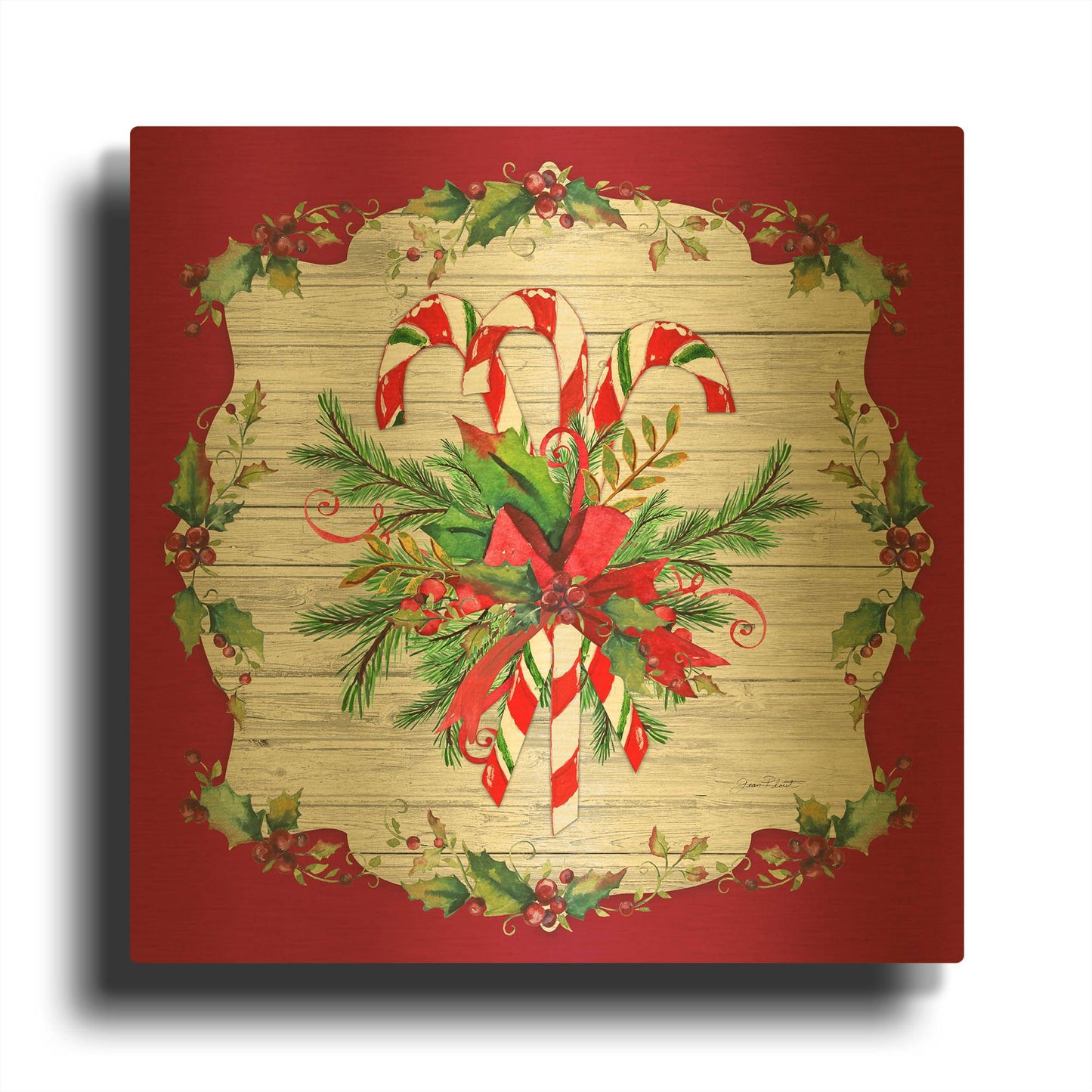 'Holiday Treasures B' By Jean Plout Gold Metal Wall Art