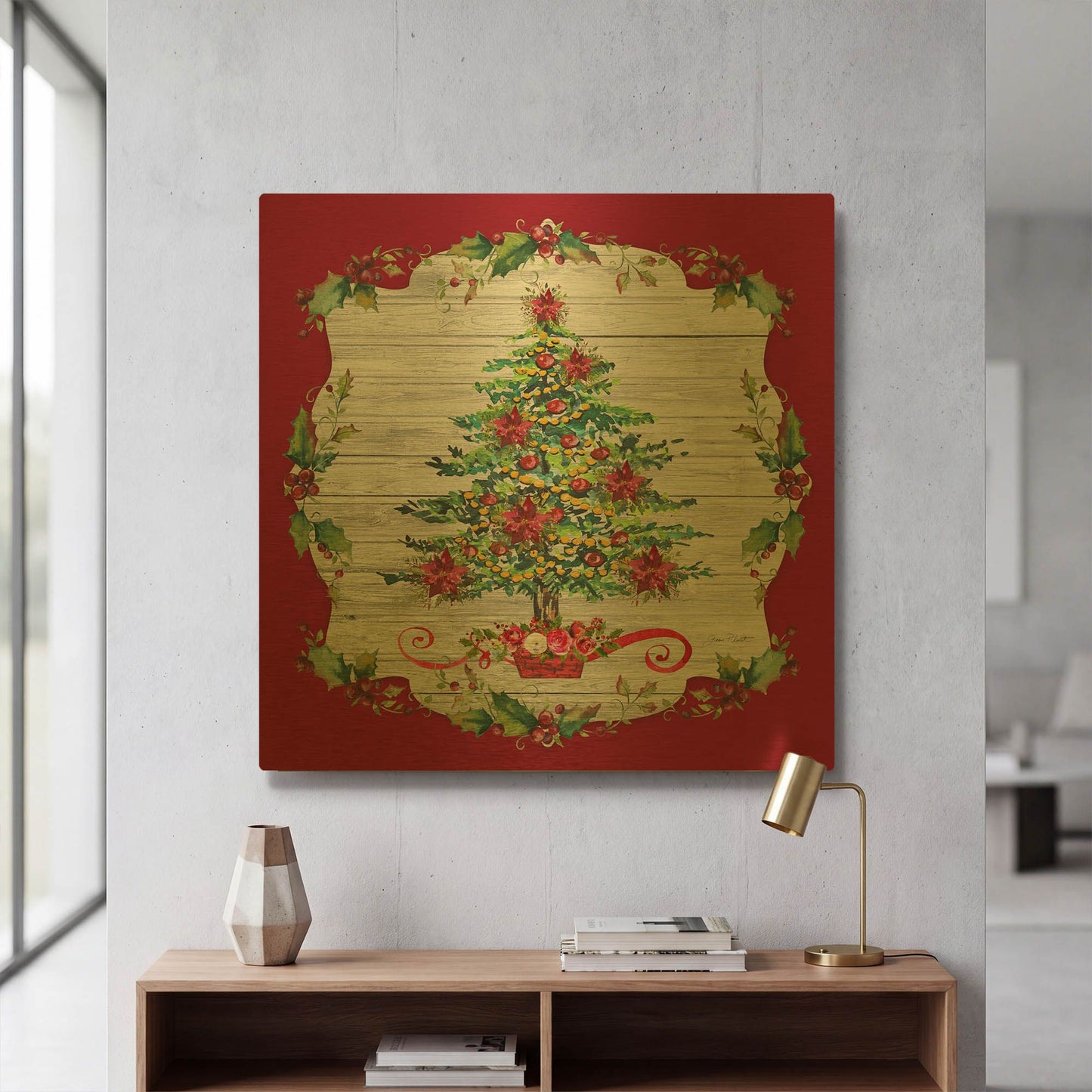 'Holiday Treasures D' By Jean Plout Gold Metal Wall Art
