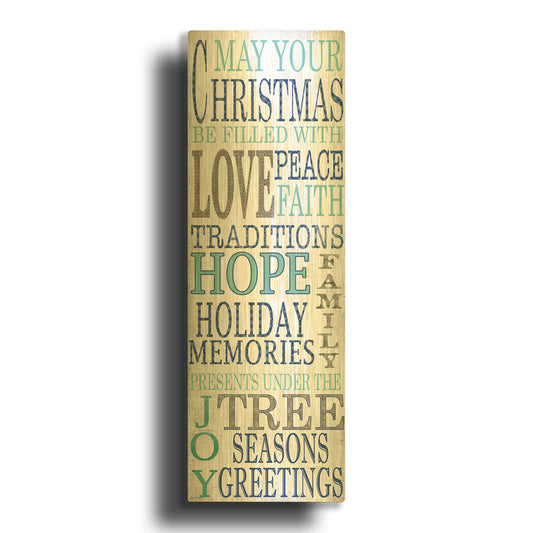 'Hope Blue Christmas' By Jean Plout Gold Metal Wall Art