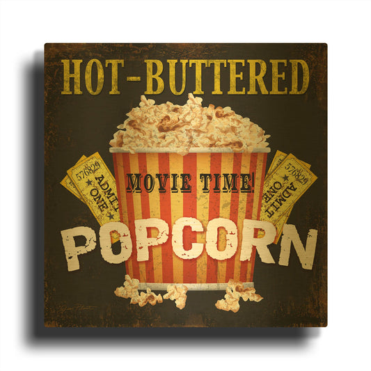 'Hot Buttered Popcorn Theater Art' By Jean Plout Gold Metal Wall Art