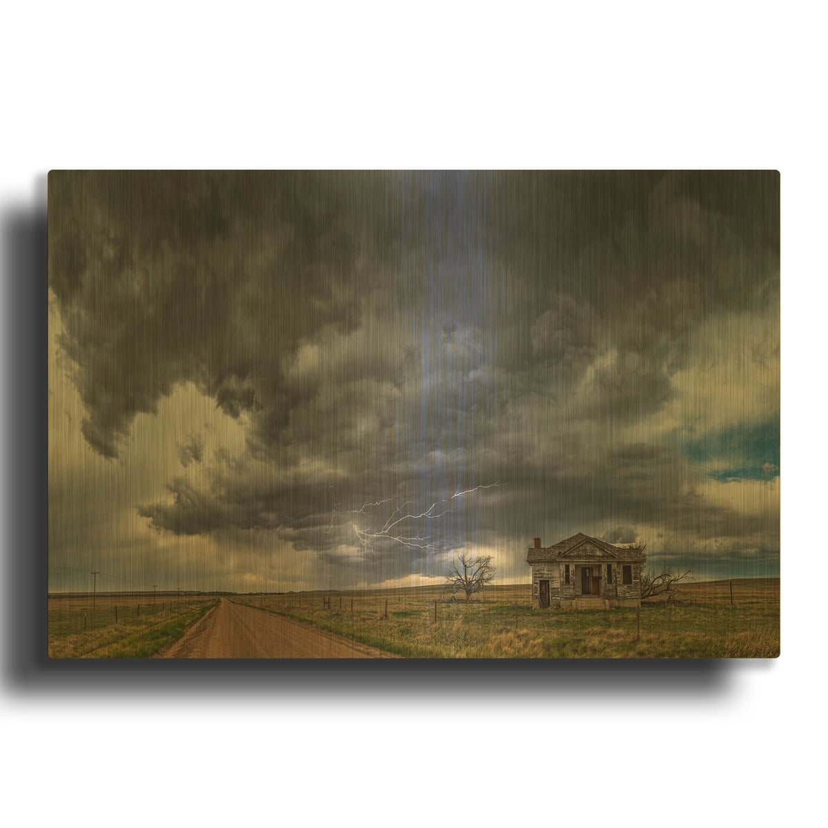 'Pawnee School Storm' By Darren White Gold Metal Wall Art