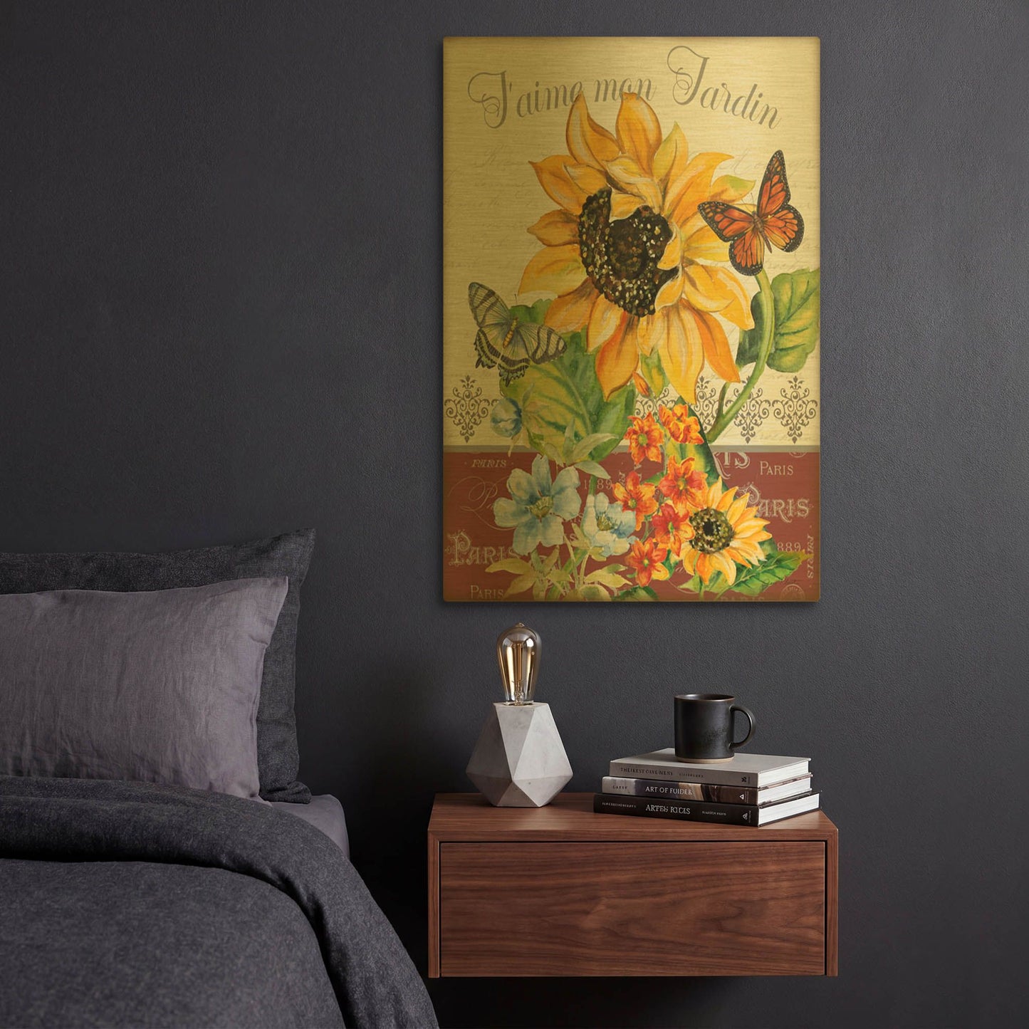 'Jaime Mon Jardin 7' By Jean Plout Gold Metal Wall Art