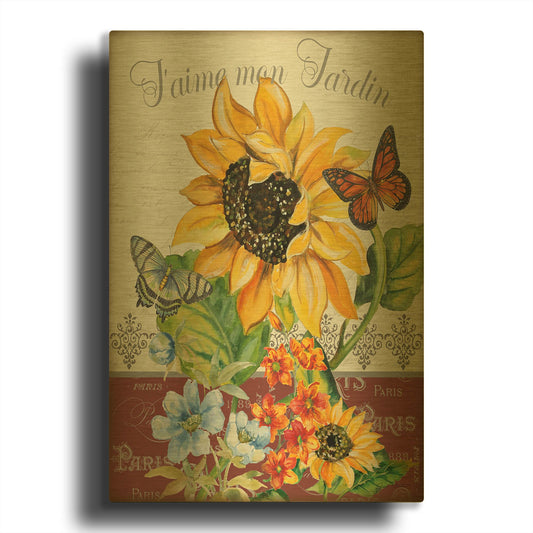 'Jaime Mon Jardin 7' By Jean Plout Gold Metal Wall Art