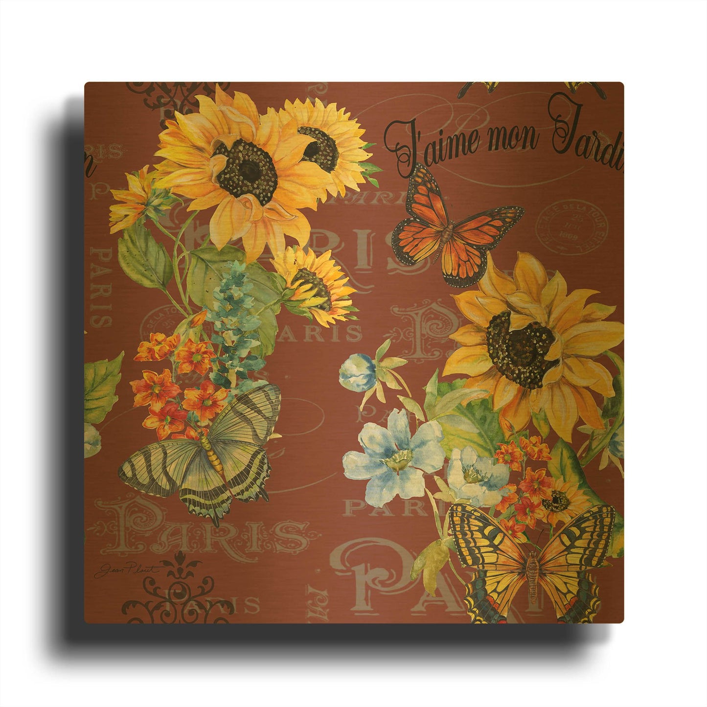 'Jaime Mon Jardin 8' By Jean Plout Gold Metal Wall Art