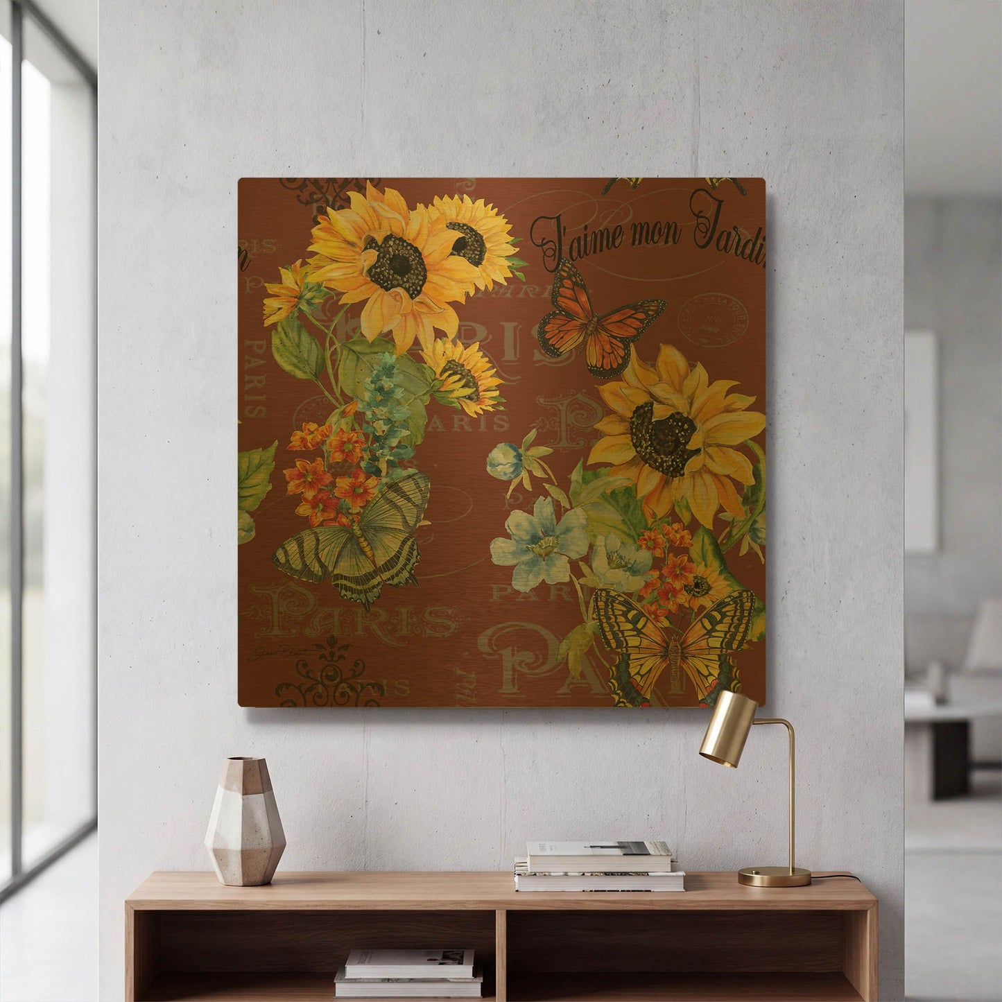 'Jaime Mon Jardin 8' By Jean Plout Gold Metal Wall Art