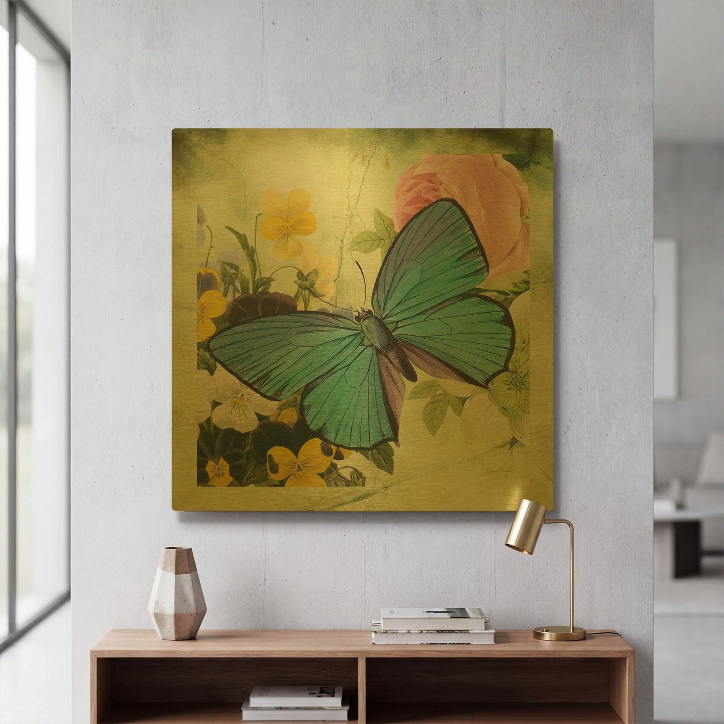 'Butterfly Visions With Bleed' By Jean Plout Gold Metal Wall Art