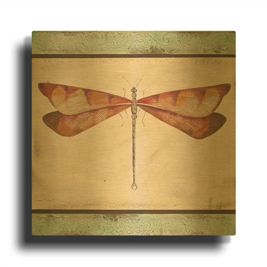 'Aqua Dragonfly' By Jean Plout Gold Metal Wall Art