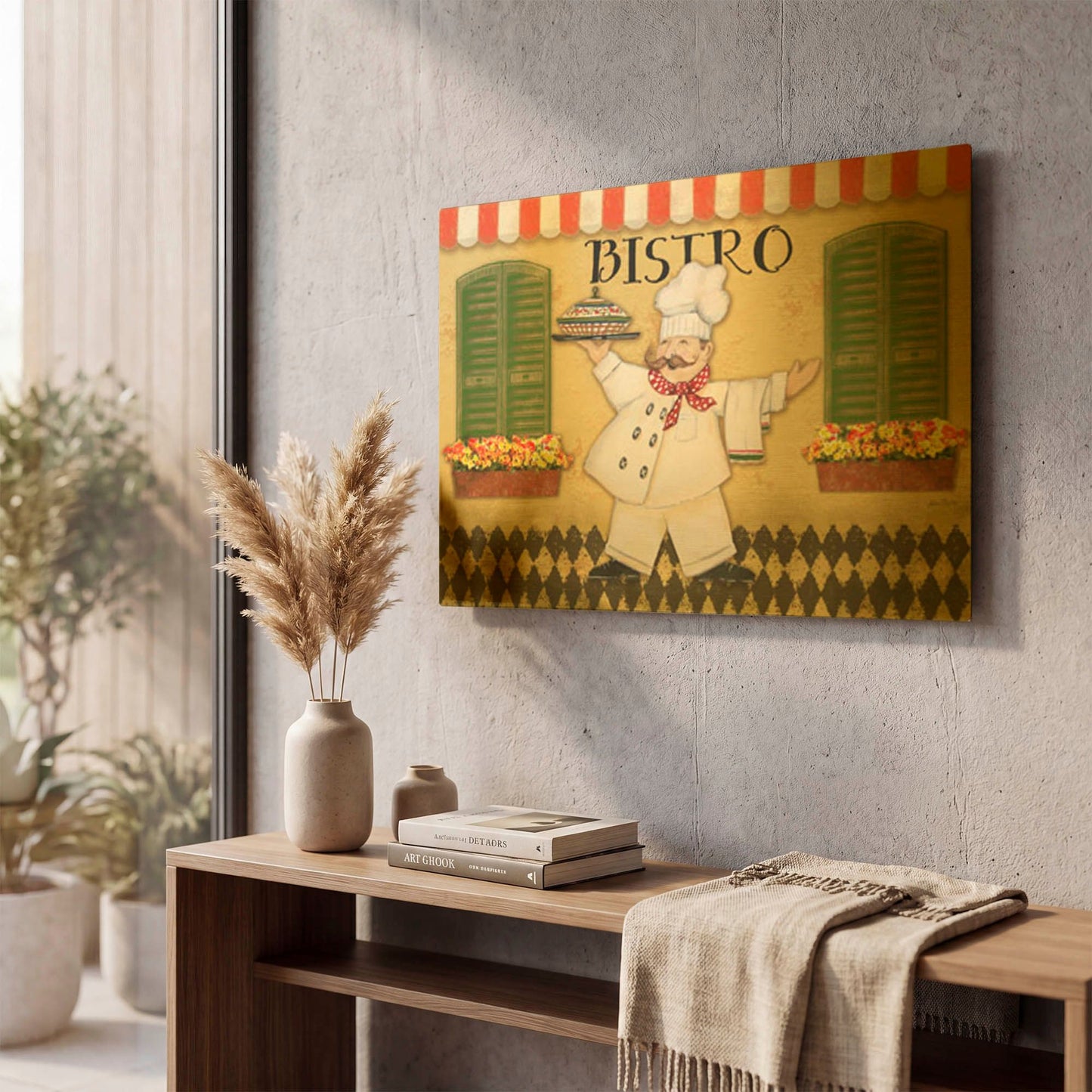 'Bistro Chef' By Jean Plout Gold Metal Wall Art