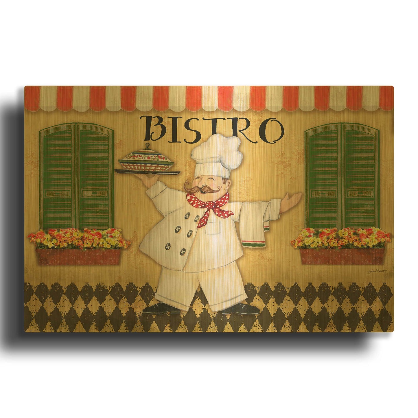 'Bistro Chef' By Jean Plout Gold Metal Wall Art