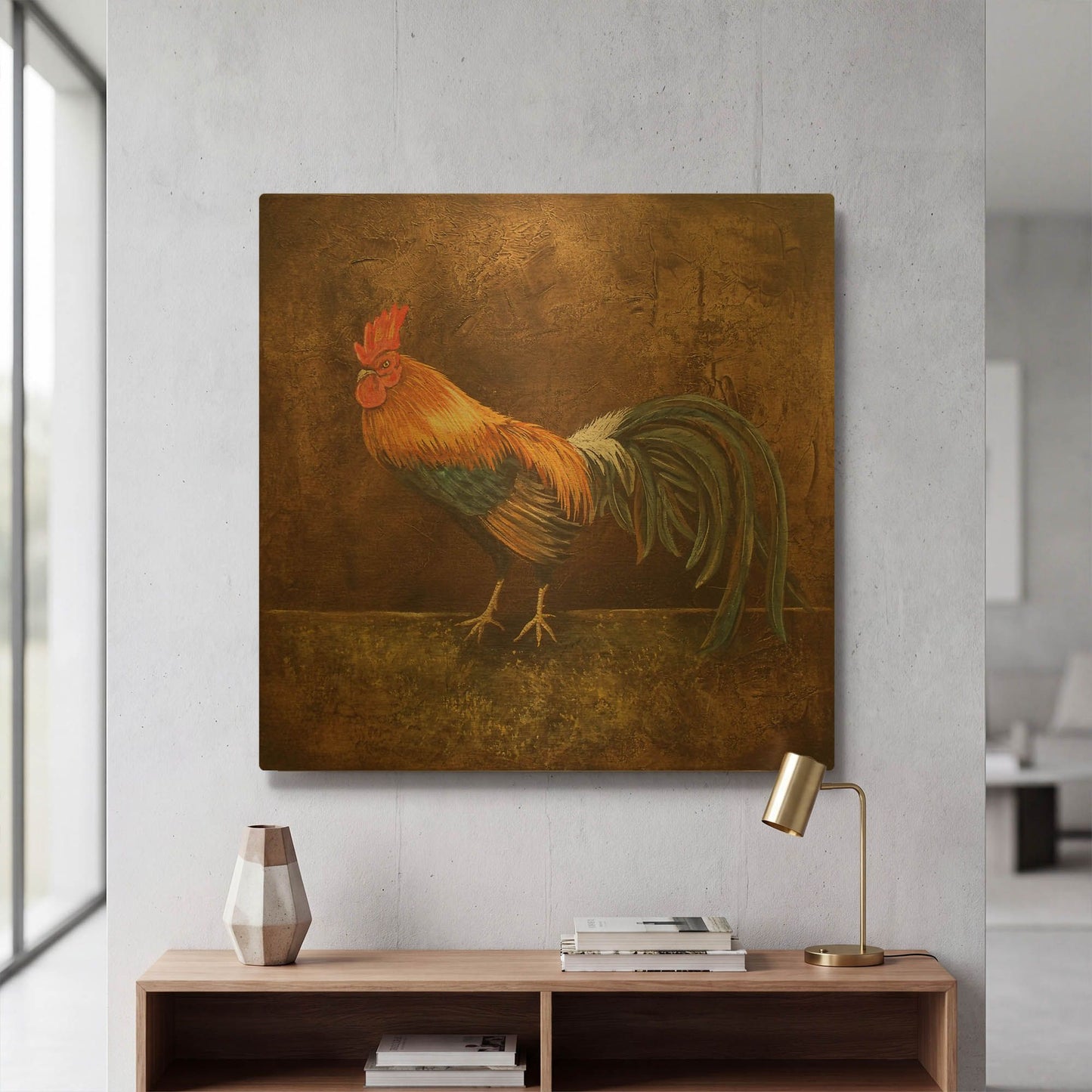 'Royale Rooster' By Jean Plout Gold Metal Wall Art