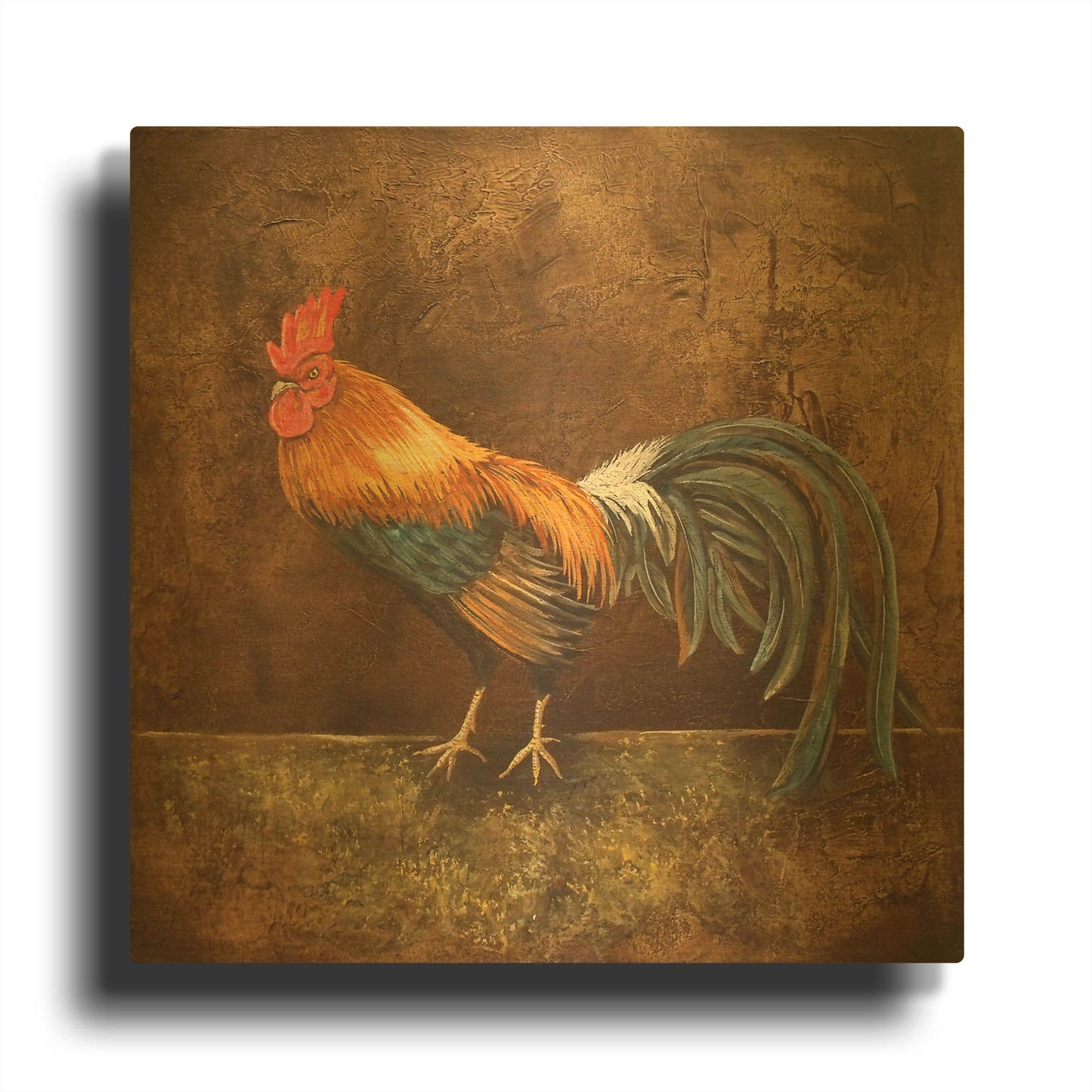 'Royale Rooster' By Jean Plout Gold Metal Wall Art