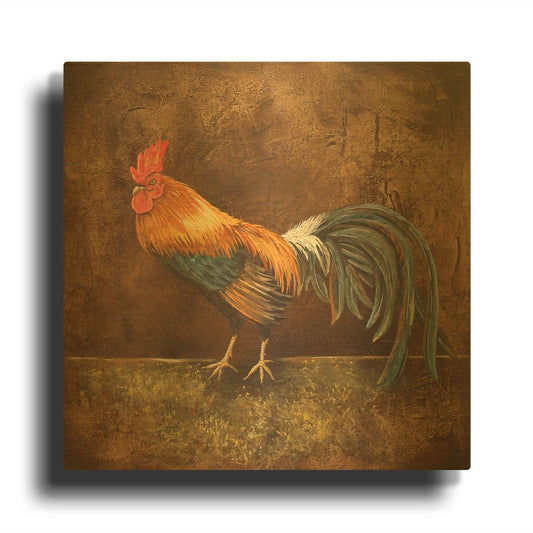 'Royale Rooster' By Jean Plout Gold Metal Wall Art