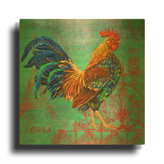 'Le Rooster D' By Jean Plout Gold Metal Wall Art