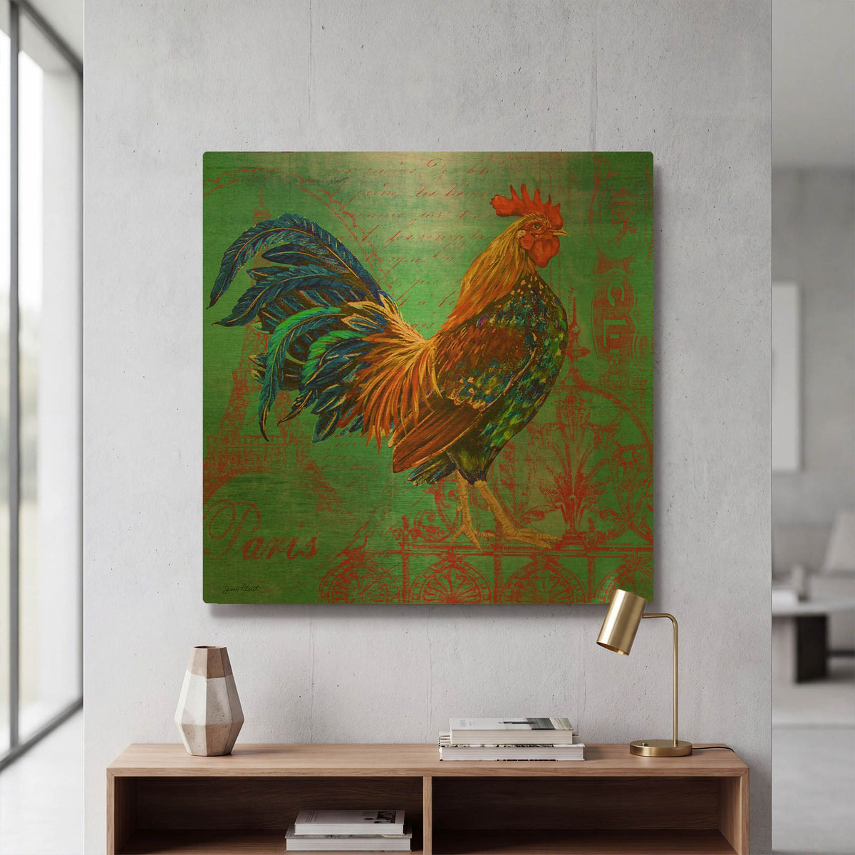 'Le Rooster D' By Jean Plout Gold Metal Wall Art