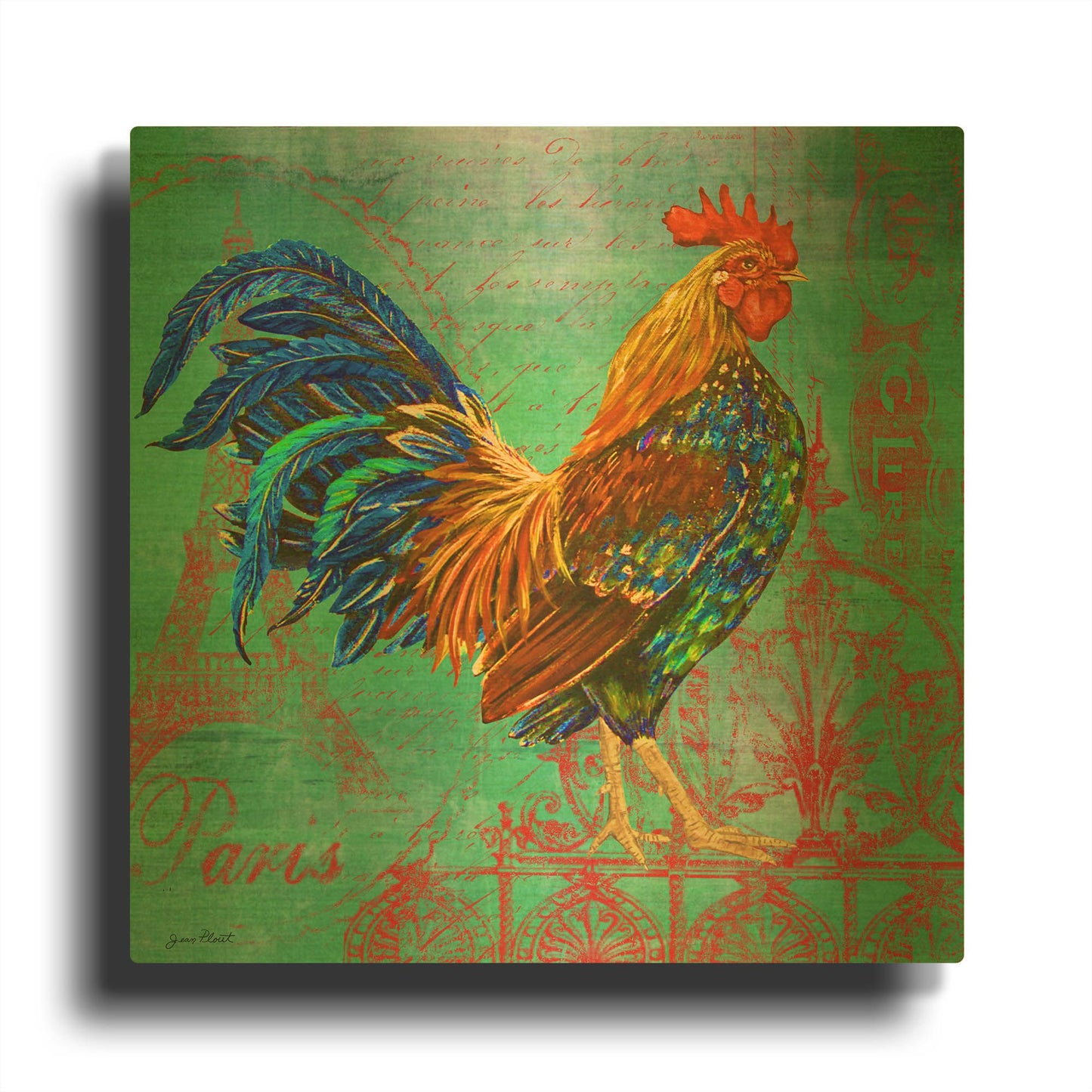 'Le Rooster D' By Jean Plout Gold Metal Wall Art