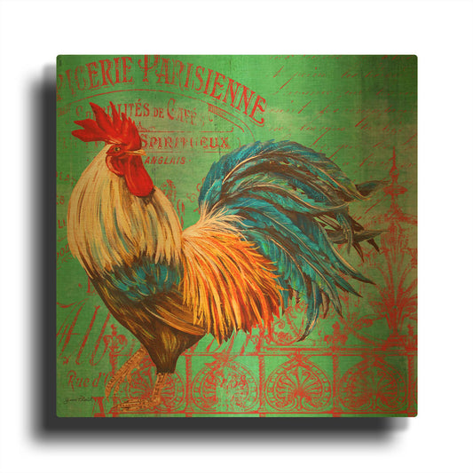 'Le Rooster B' By Jean Plout Gold Metal Wall Art