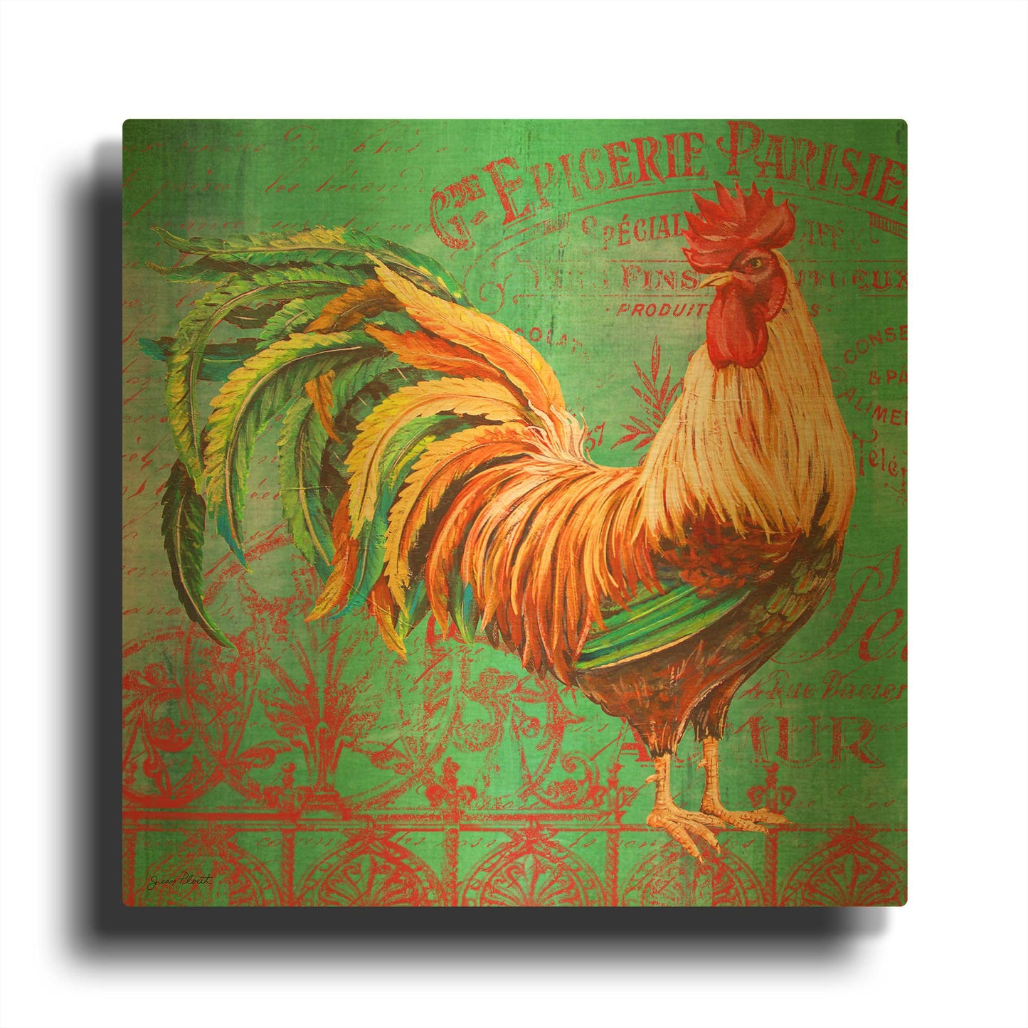 'Le Rooster-A' By Jean Plout Gold Metal Wall Art