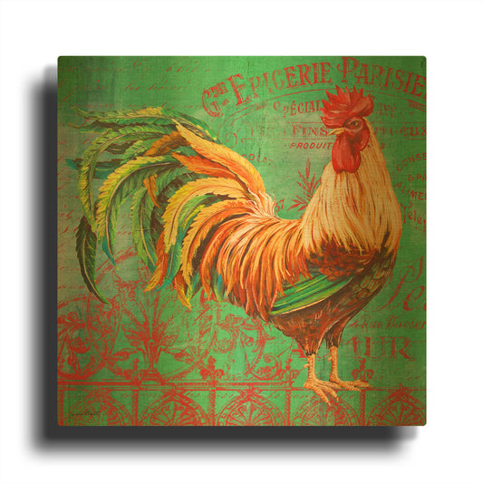 'Le Rooster-A' By Jean Plout Gold Metal Wall Art