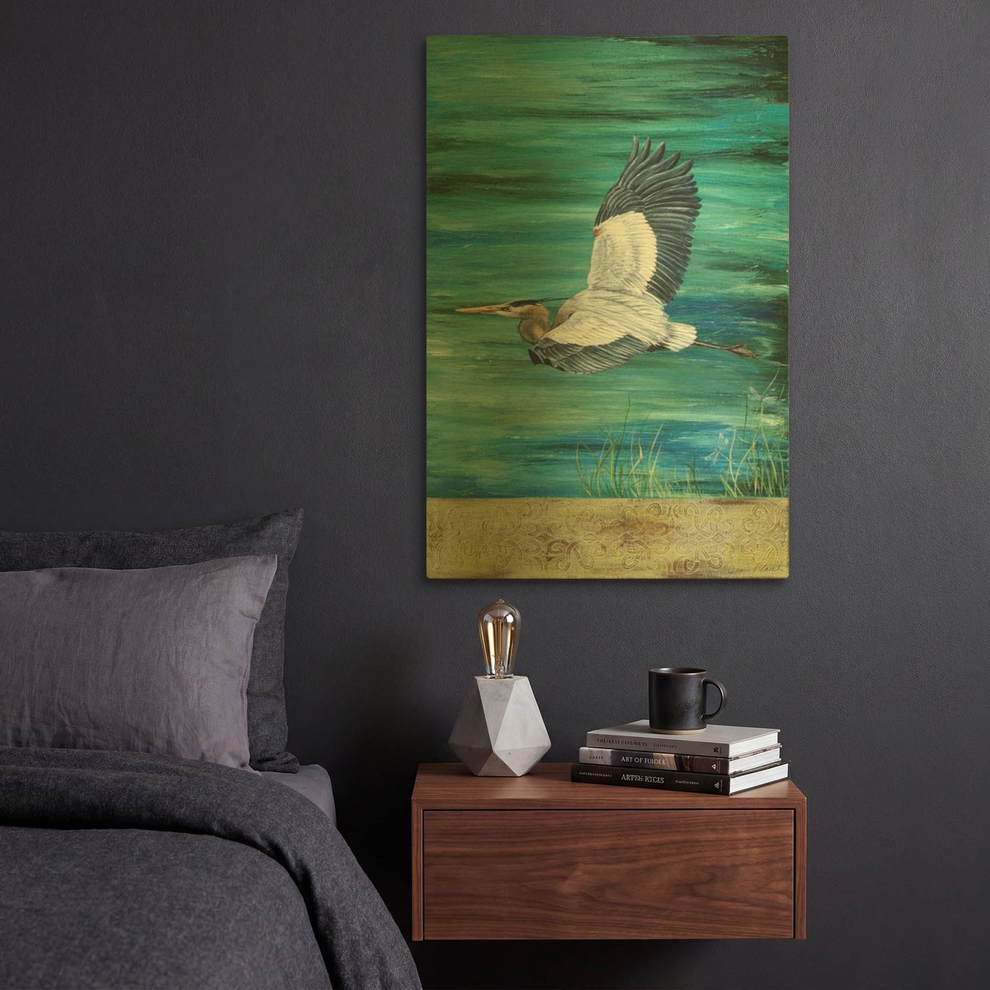 'Great Blue Heron 3' By Jean Plout Gold Metal Wall Art