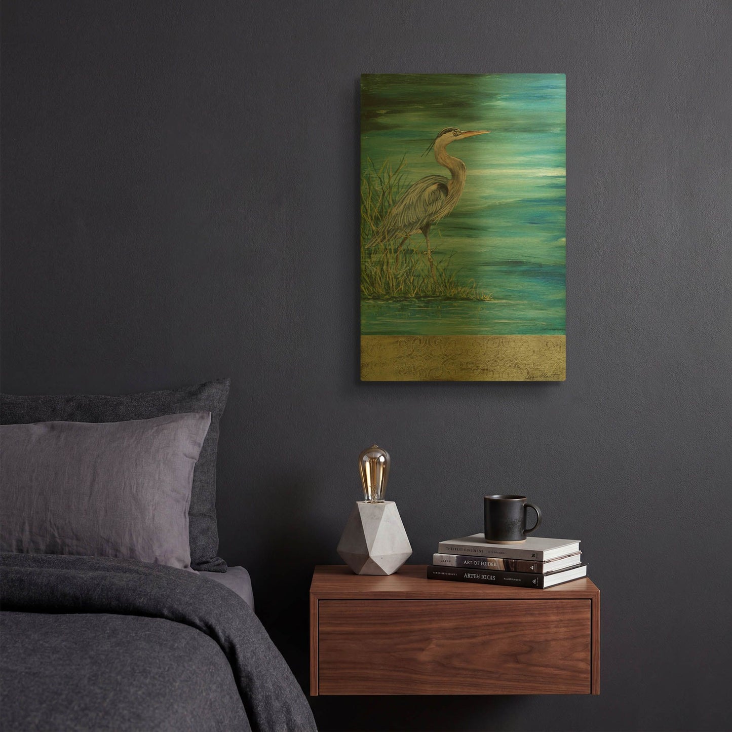 'Great Blue Heron 2' By Jean Plout Gold Metal Wall Art