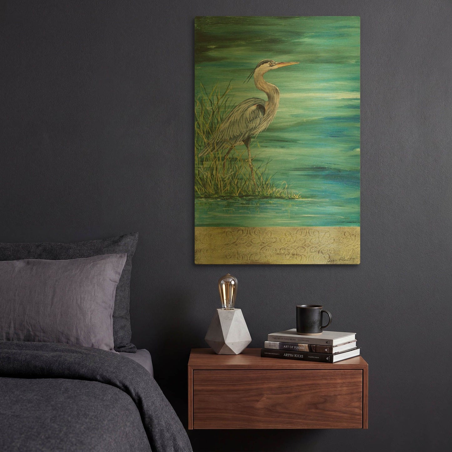 'Great Blue Heron 2' By Jean Plout Gold Metal Wall Art