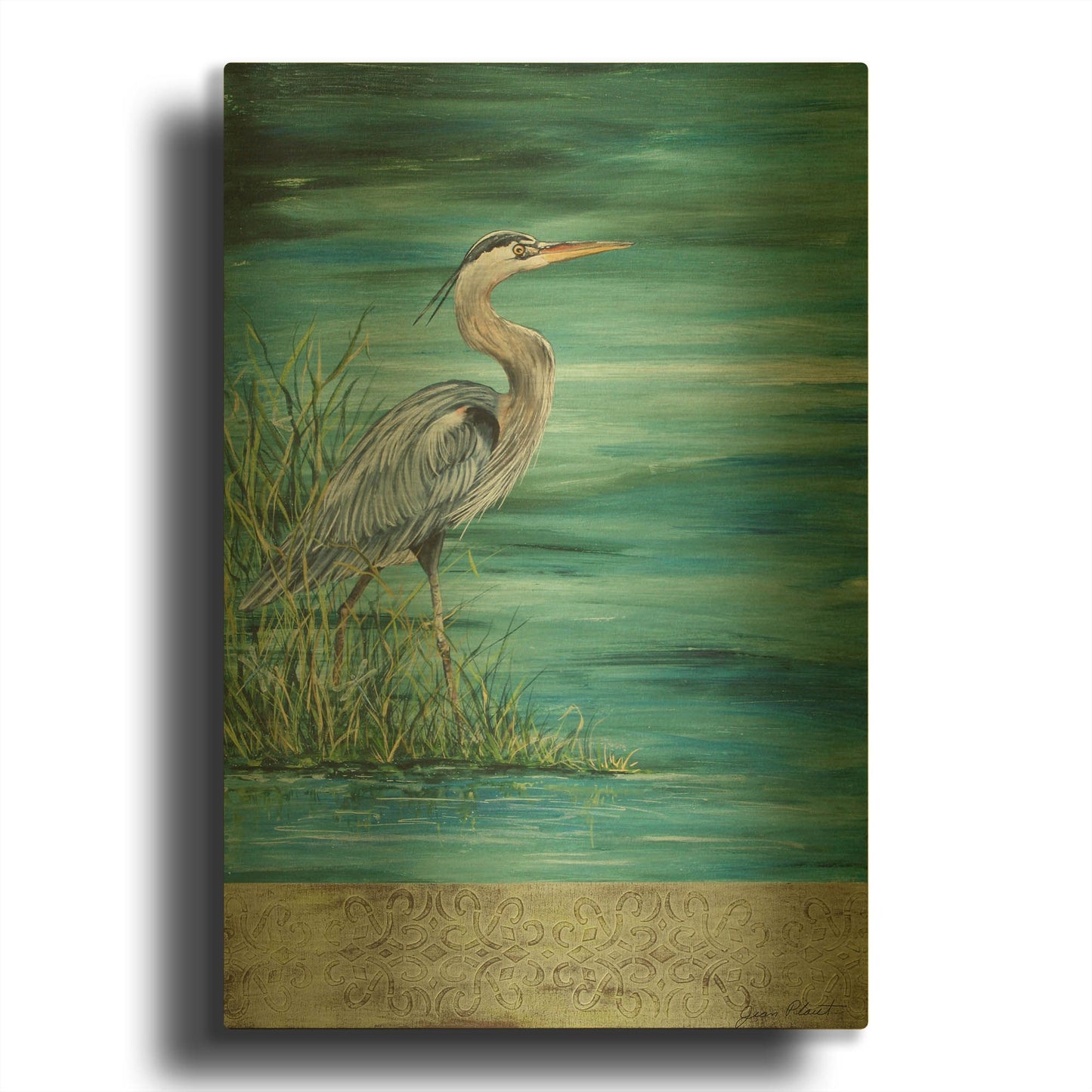 'Great Blue Heron 2' By Jean Plout Gold Metal Wall Art