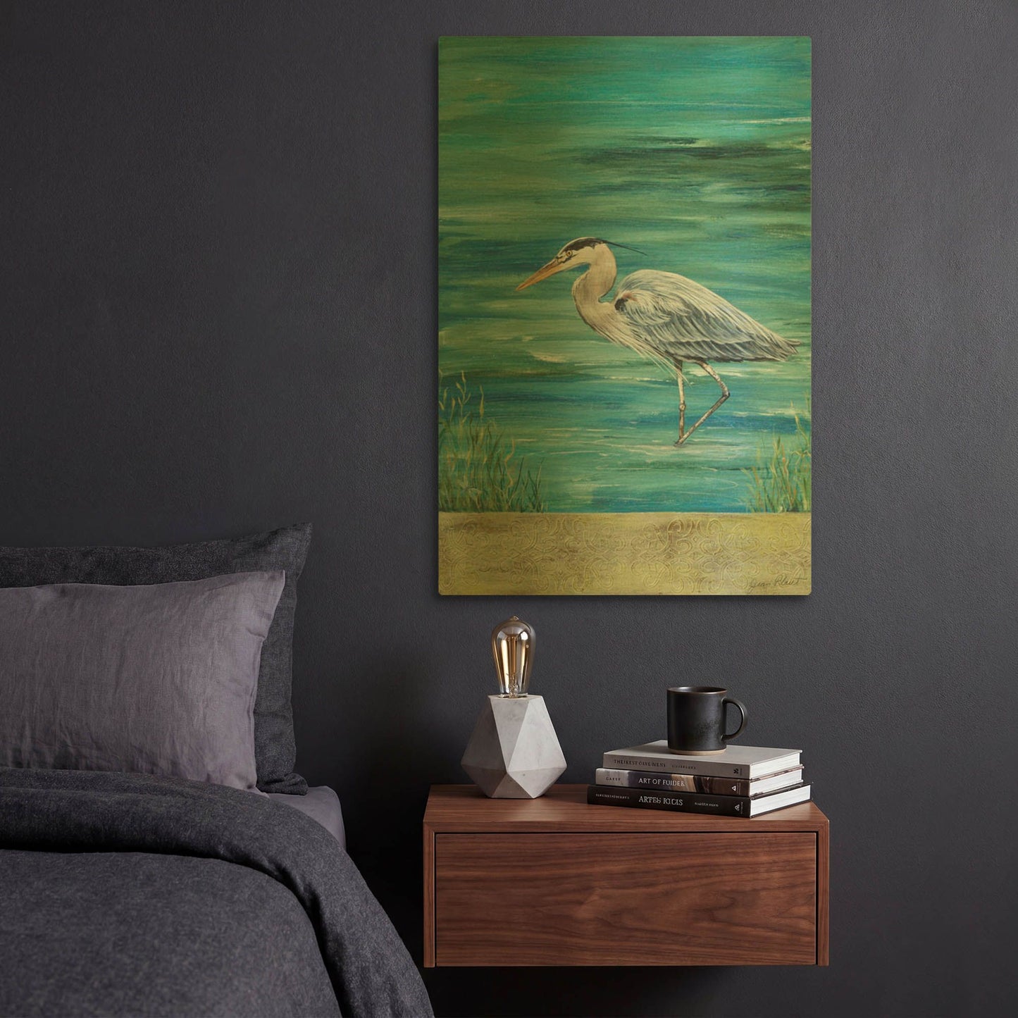 'Great Blue Heron 1' By Jean Plout Gold Metal Wall Art