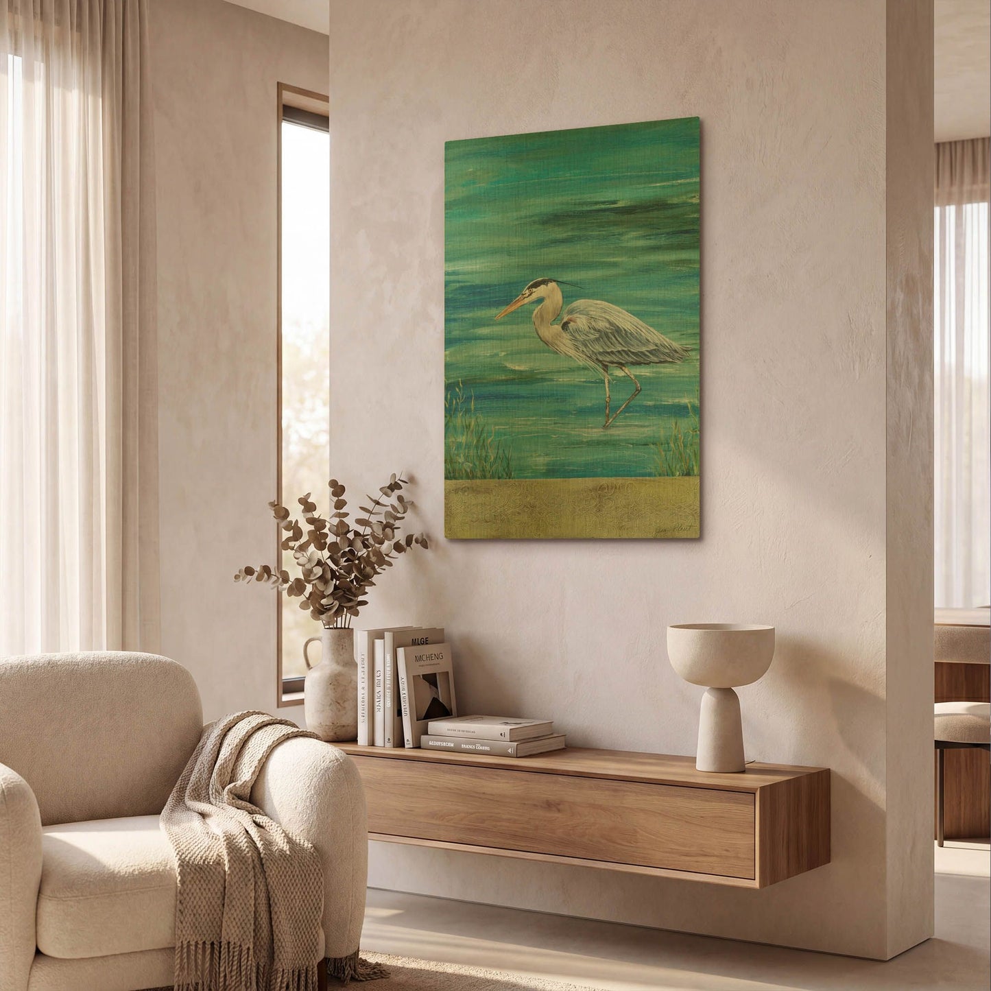 'Great Blue Heron 1' By Jean Plout Gold Metal Wall Art