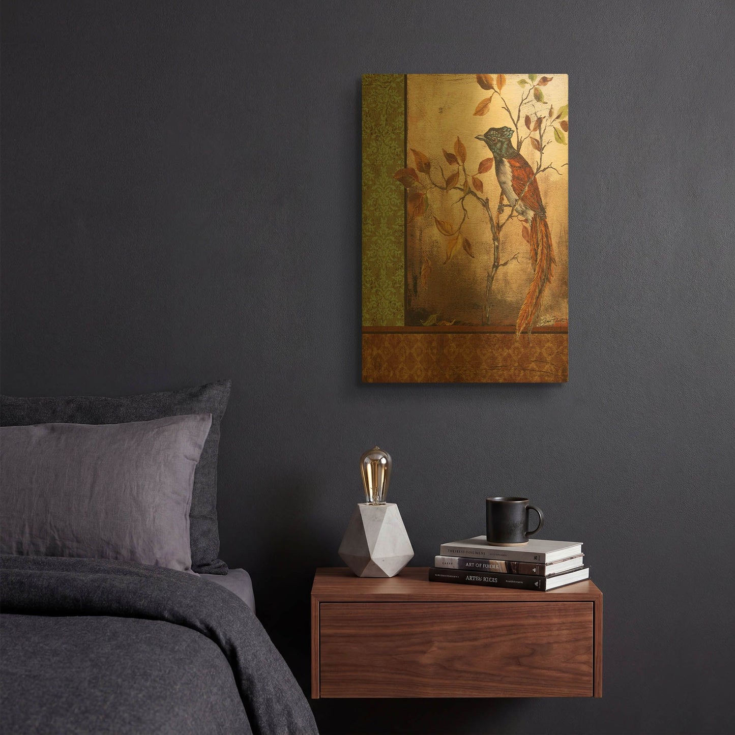 'Paradise Flycatcher' By Jean Plout Gold Metal Wall Art
