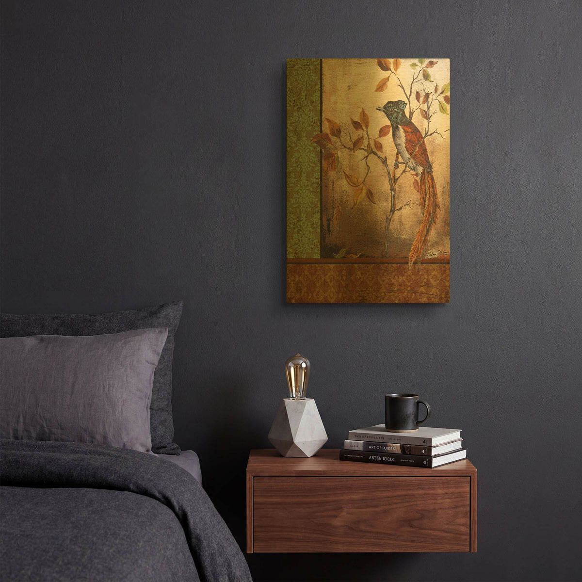 'Paradise Flycatcher' By Jean Plout Gold Metal Wall Art