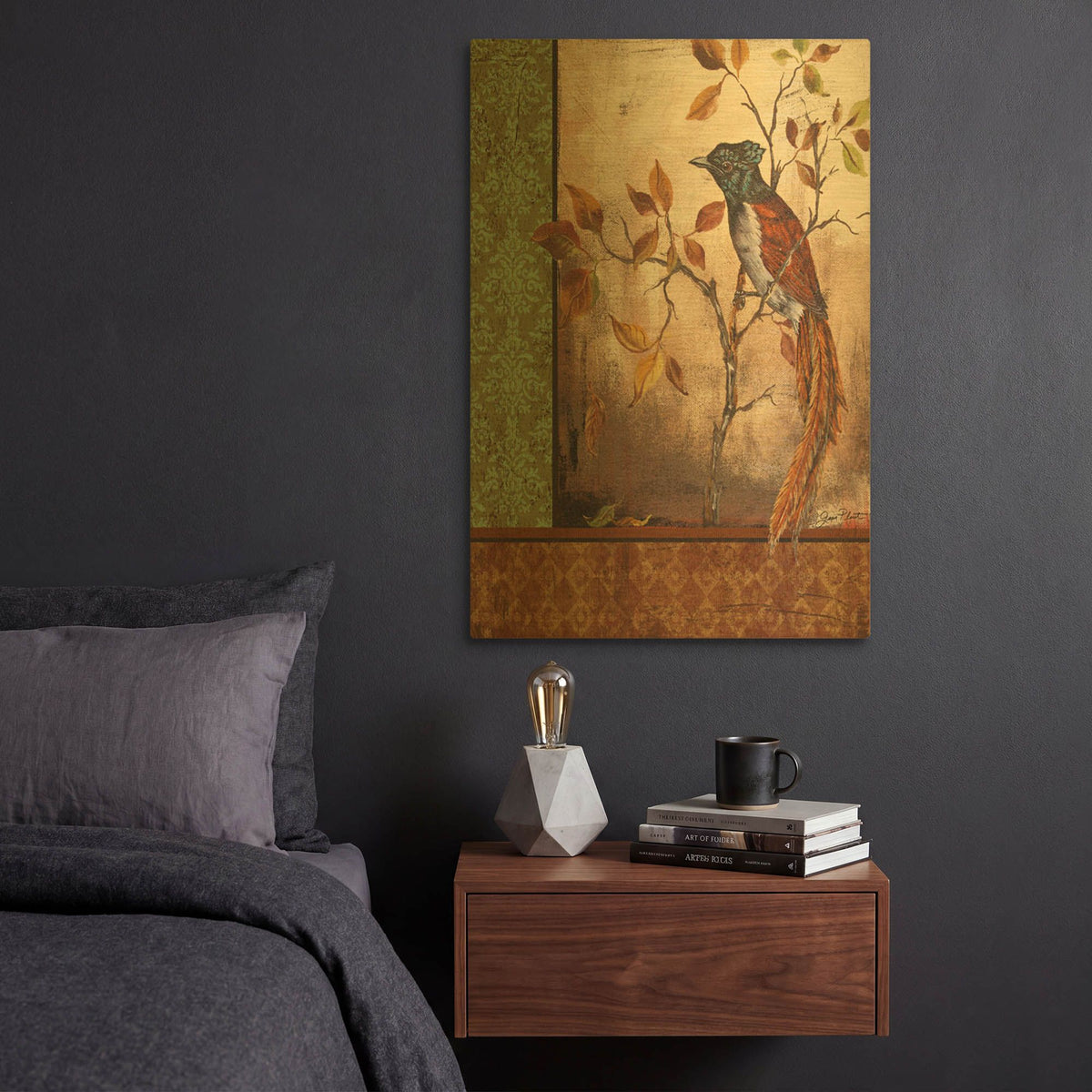 'Paradise Flycatcher' By Jean Plout Gold Metal Wall Art