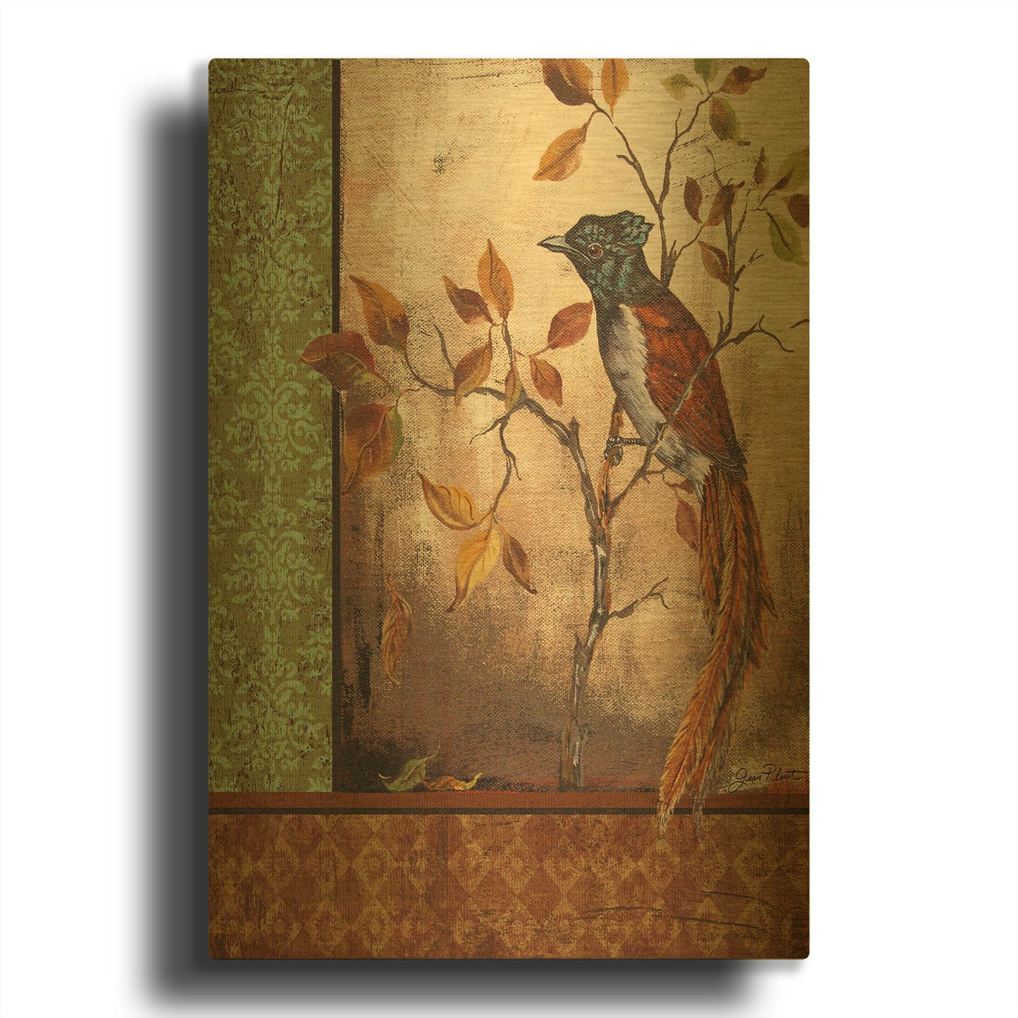 'Paradise Flycatcher' By Jean Plout Gold Metal Wall Art