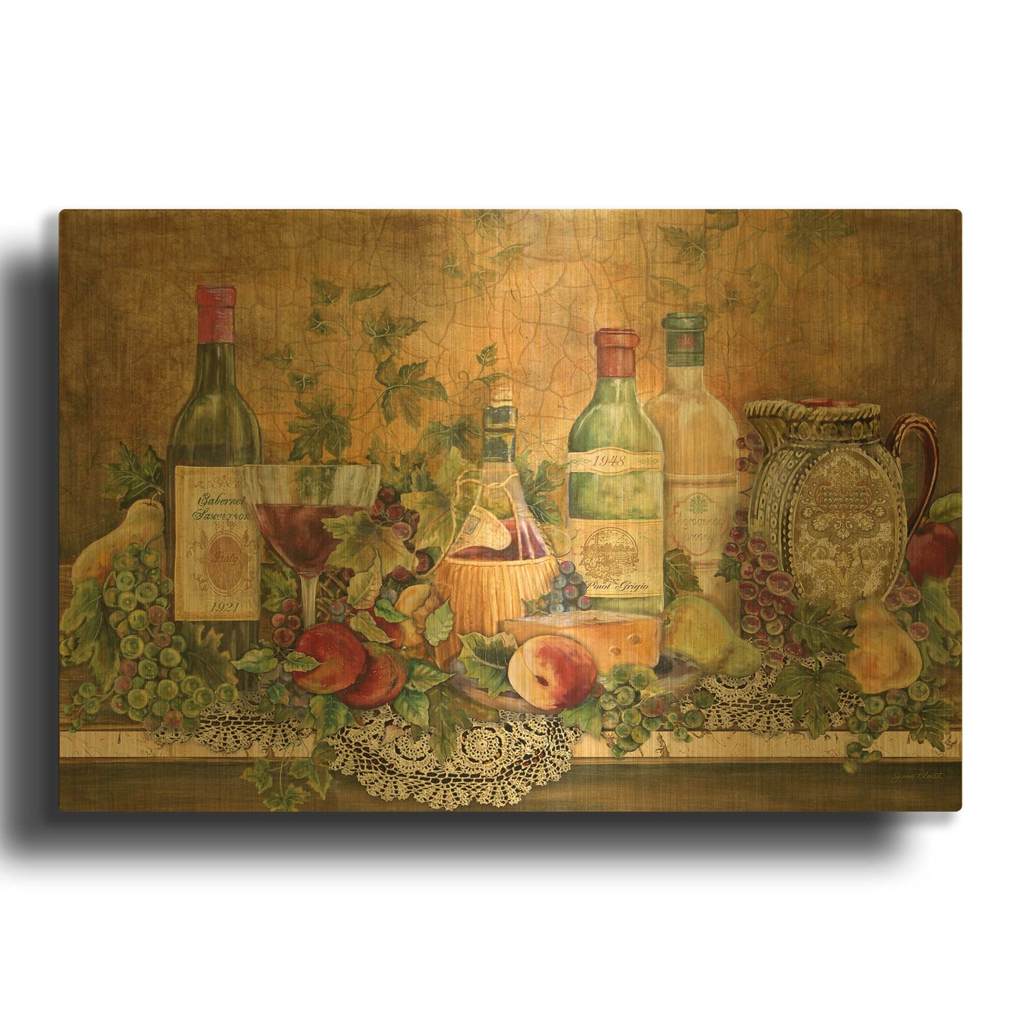 'Grapes Of Tuscany 3' By Jean Plout Gold Metal Wall Art
