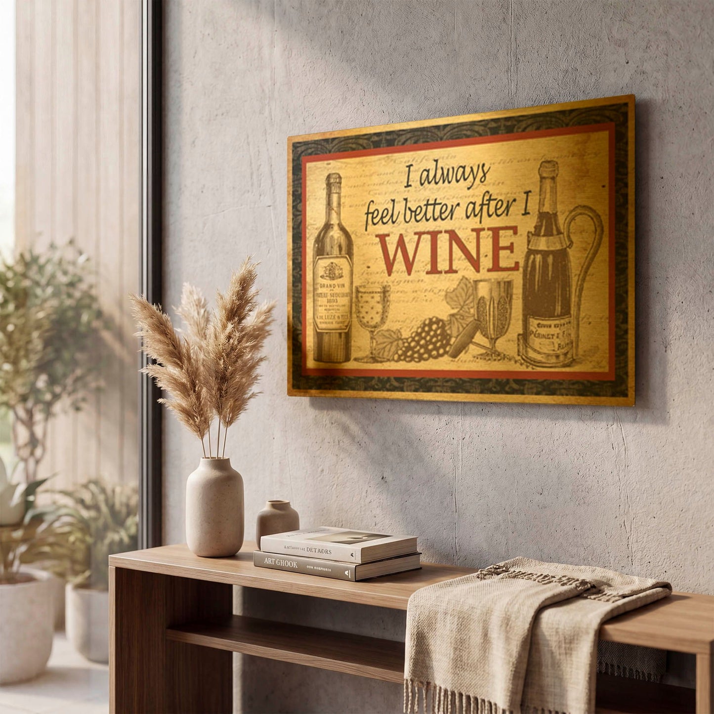 'Better After Wine II' By Jean Plout Gold Metal Wall Art