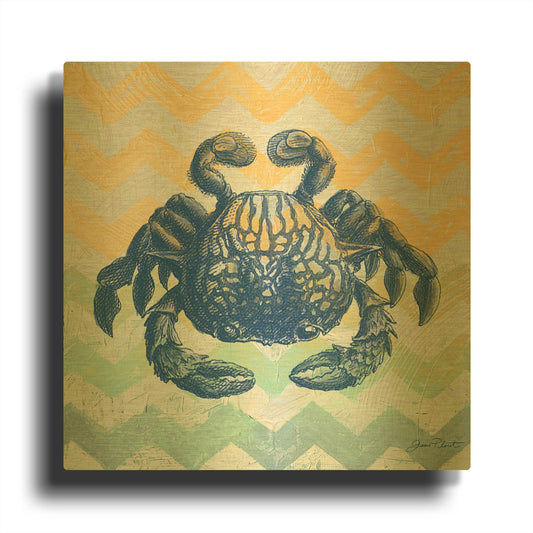 'Sea Creatures Crab' By Jean Plout Gold Metal Wall Art