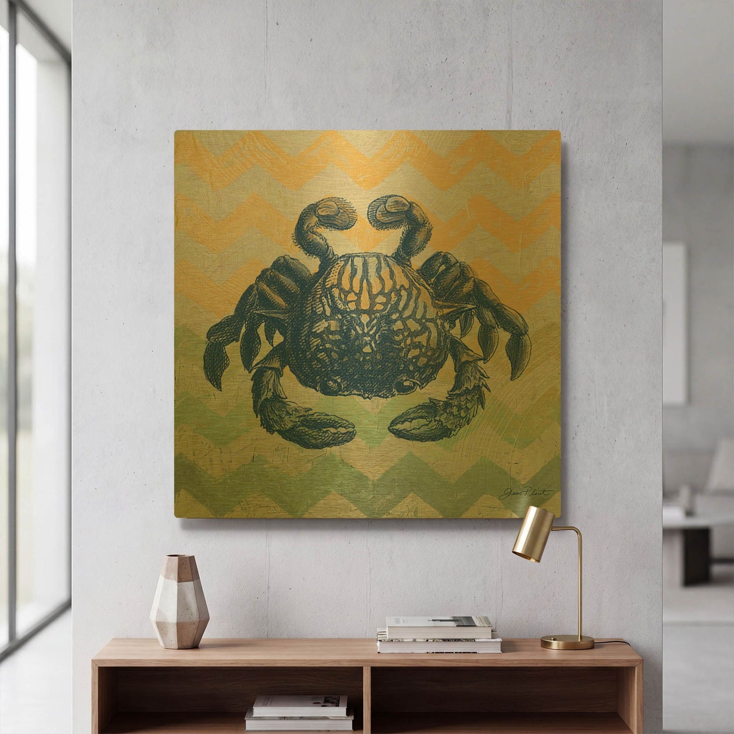 'Sea Creatures Crab' By Jean Plout Gold Metal Wall Art