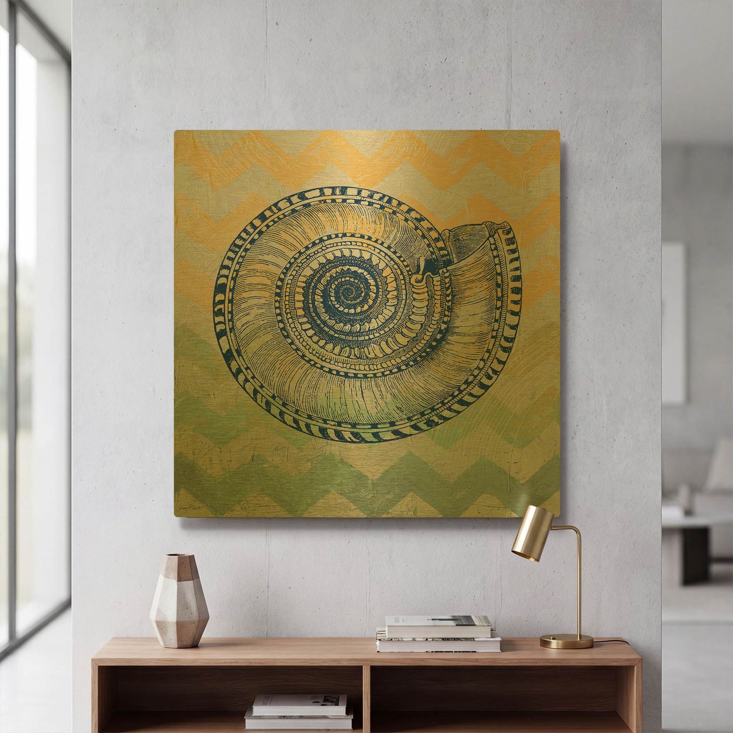 'Sea Creatures Shell' By Jean Plout Gold Metal Wall Art