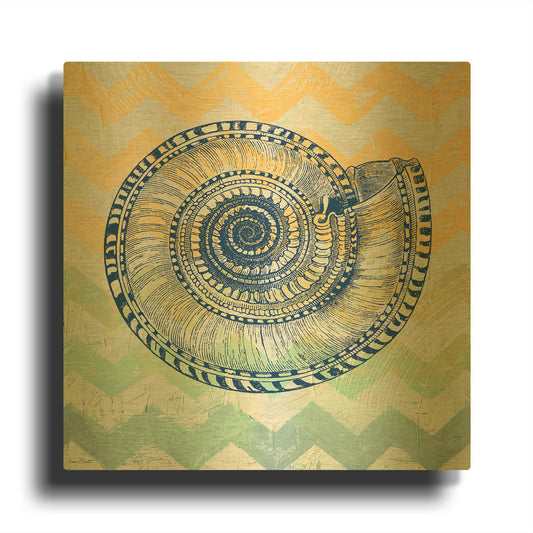 'Sea Creatures Shell' By Jean Plout Gold Metal Wall Art