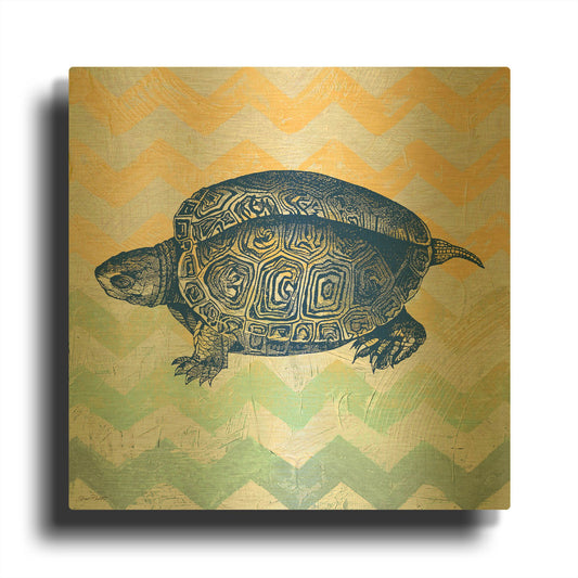 'Sea Creatures Turtle' By Jean Plout Gold Metal Wall Art