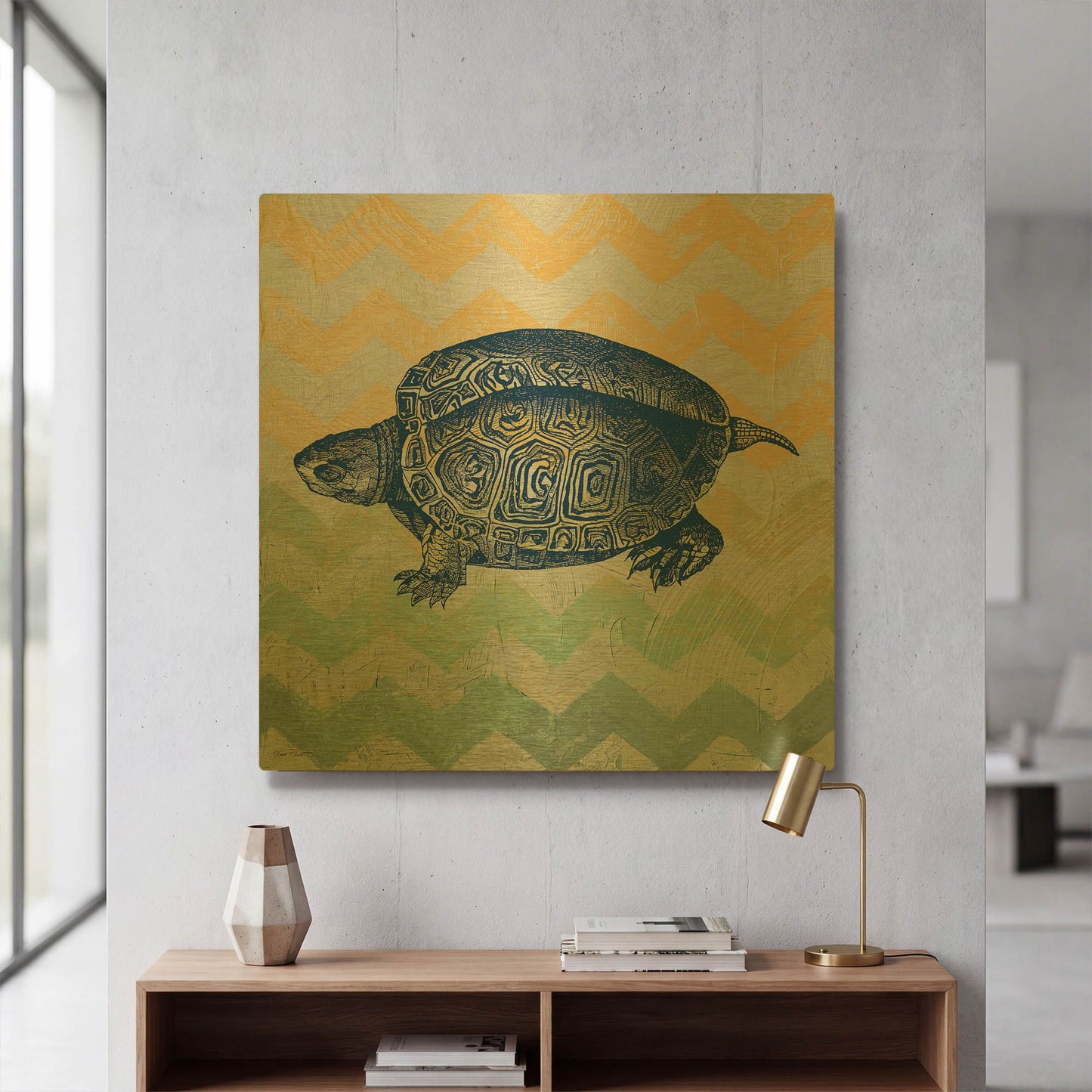 'Sea Creatures Turtle' By Jean Plout Gold Metal Wall Art