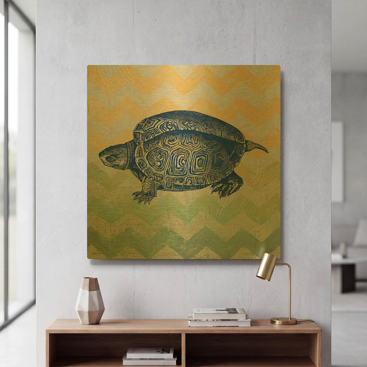 'Sea Creatures Turtle' By Jean Plout Gold Metal Wall Art