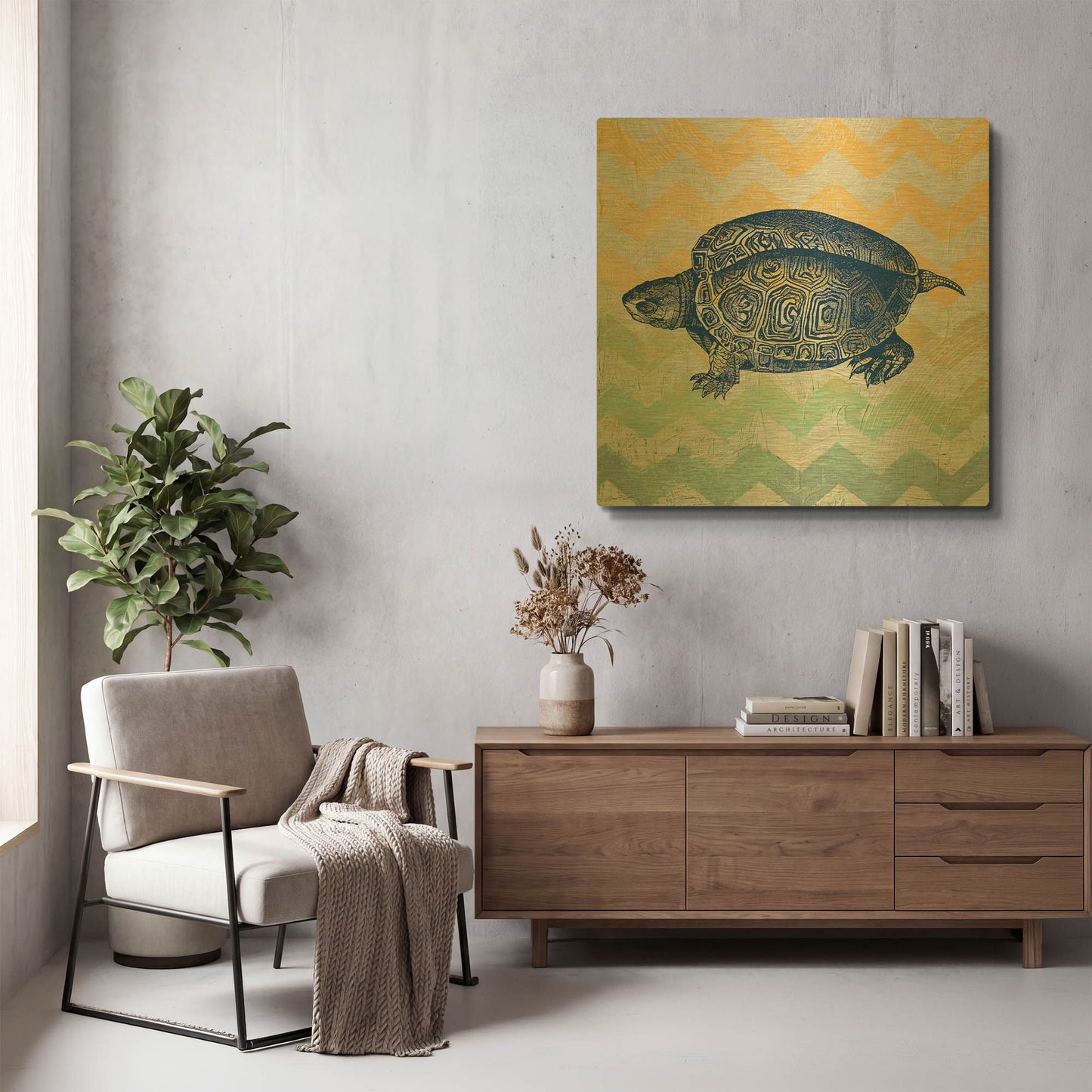 'Sea Creatures Turtle' By Jean Plout Gold Metal Wall Art
